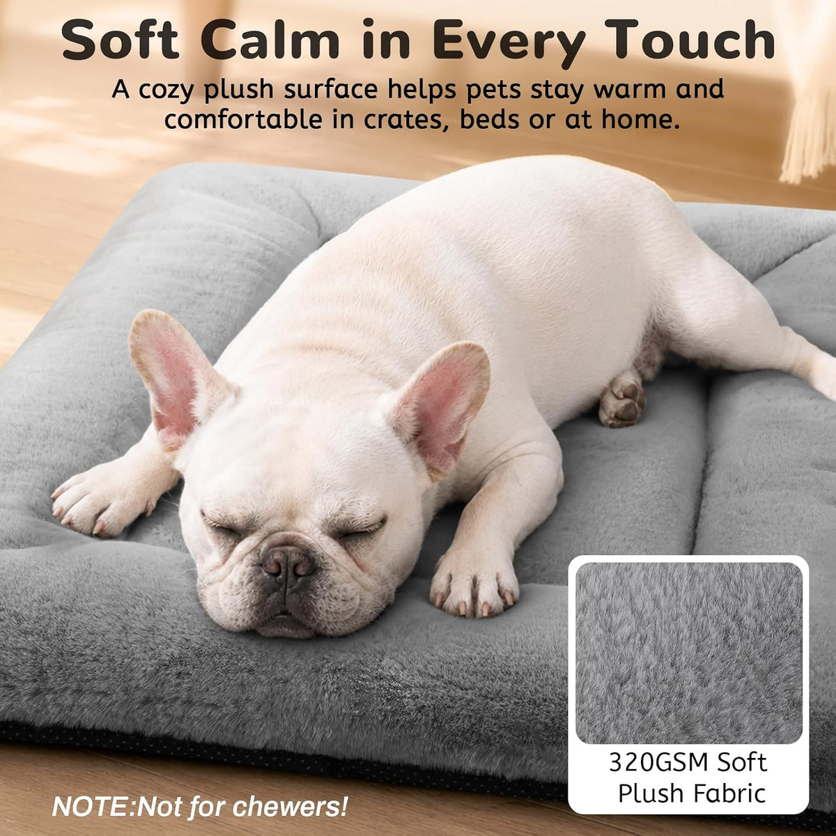 Dog Crate Pad, Washable Cozy Dog Bed Mat for Medium Dogs 36"x23" - 24.0"L x 18.0"W x 1.5"Th / Grey - image 3