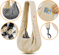 Tomkas Small Dog Sling Carrier, Classic Pocket & Classic Strap - Cream / M - Classic Pocket & Classic Strap - image 3