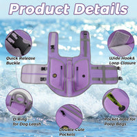 Dog Life Vests for Boating and Swimming, Dog Life Jacket – Essentials for Dogs - Lilac / Large - image 4