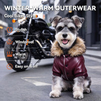 LESYPET Dog Leather Jacket for Small Dogs - X-Large / Wine Red - image 2