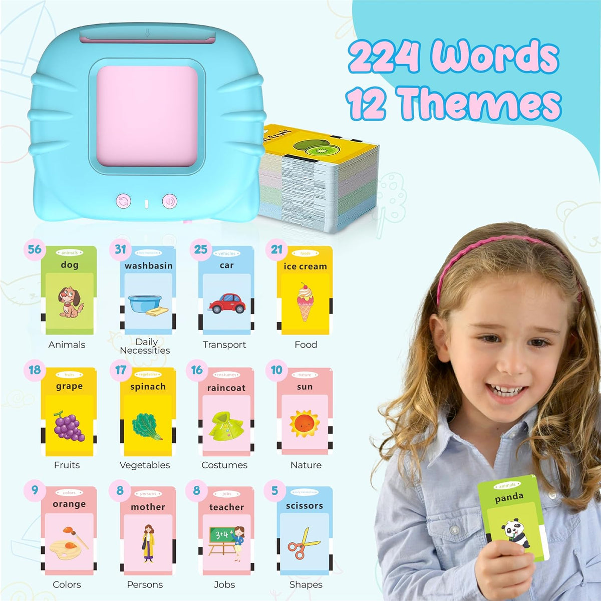 QuTZ Phonics Learning Toy for Preschool Kids - Blue / Baisc 224 Words - image 2