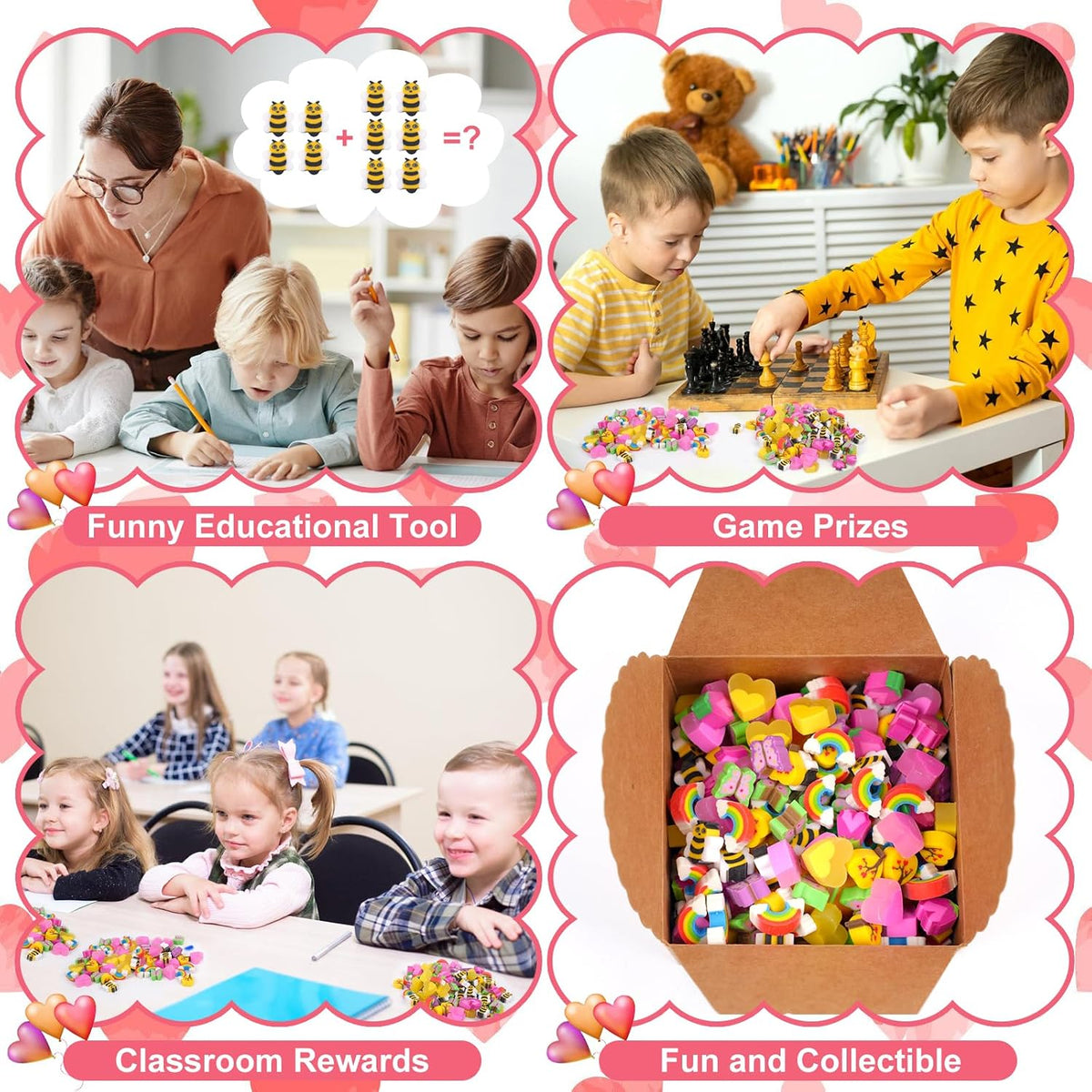 Wolpark mini erasers for kids shaped like cakes, donuts, ice cream, fruit and hearts - view 13