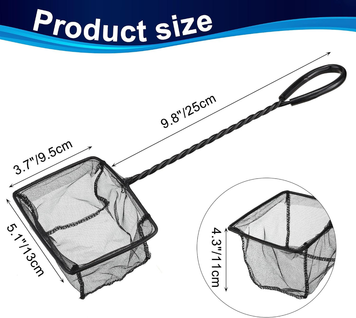 Mogoko 2 Pack Aquarium Net Fish Net Small Net Multi-Size Fine Mesh - 3. Black / 5 Inch - image 3