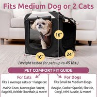 Cat & Dog Pet Carrier, Fits 2 Cats or Medium Dog Comfortably - Black / Large - image 3