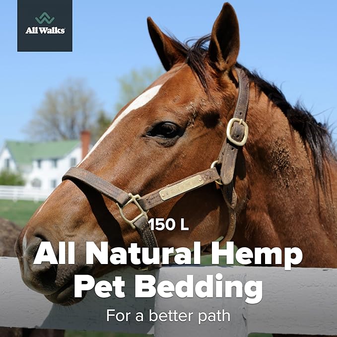 All Walks 150 Liter(30 lbs) Hemp Bedding for Chicken Coops, Hampters, Ducks, and Turkeys - 100% Natural, Superior Odor Control, Biodegradable Pet Bedding, Dust-Free - Made in USA