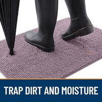OLANLY Dog Door Mat for Muddy Paws 36x24, Absorbs Moisture and Dirt, Absorbent Non-Slip Washable Doormat, Quick Dry Chenille Mud Mat for Dogs, Entry Indoor Entryway Carpet for Inside Floor, Deep Plum