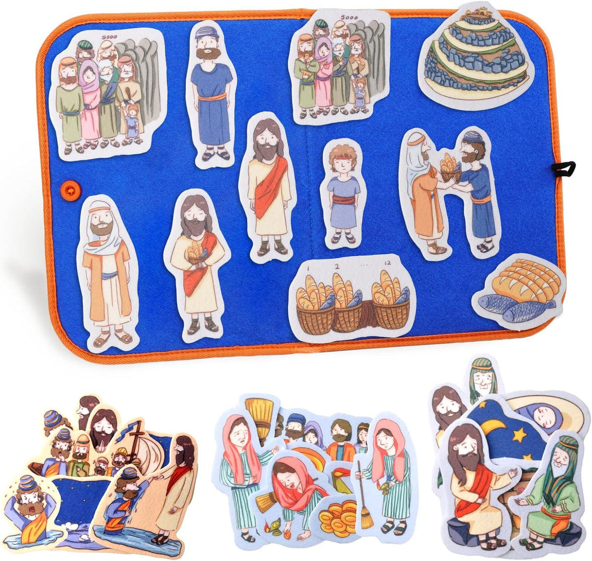 CHEFAN Noah's Ark Felt Board Bible Stories - Feeding the 5000 & Other 3 Bible Stories Set