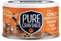 Wet Cat Food Canned Tuna and Salmon Cutlets in Gravy, 100% Mercury-Tested, Moist Can Fish for Cats, Grain-Free, Protein, Non-GMO, Pack of 12