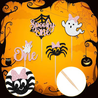 24 PCS Halloween Bat Cupcake Toppers Black Glitter Bat Cupcake Picks - Pattern C7 Pink - image 3
