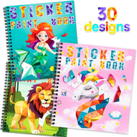 Homicozy 3Pcs Paint by Number Sticker Books for Kids 4-8 - Style1-3pcs