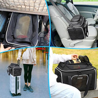 Petskd Top-Expandable Pet Carrier 18x13x9.5 Inches Southwest Airline Approved, Soft-Sided Carrier for Small Cats and Dogs with Locking Safety Zippers and Anti-Scratch Mesh(Black)