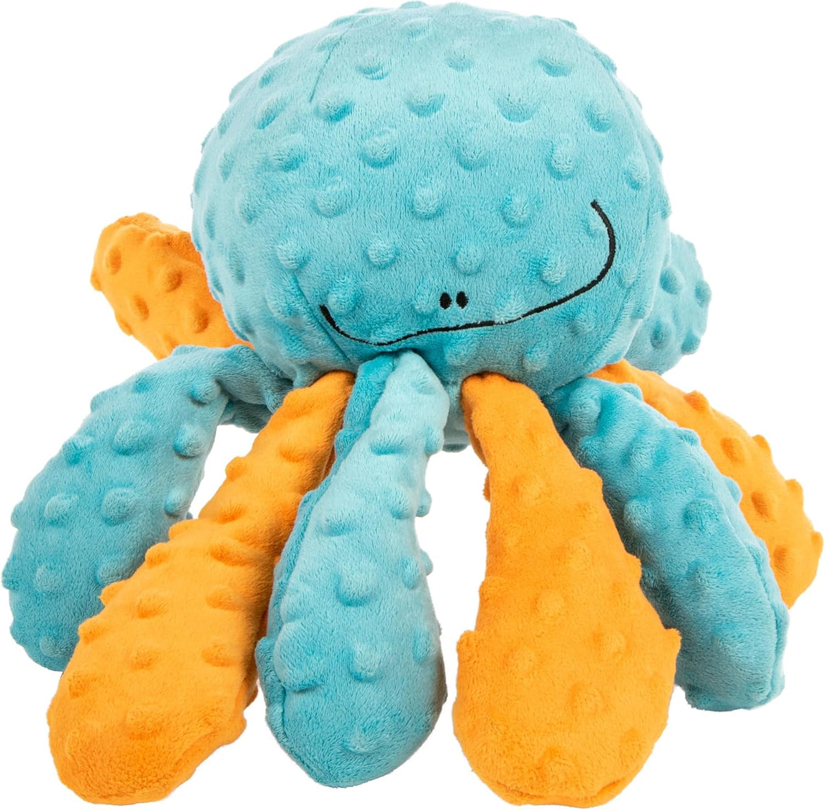 goDog Crazy Tugs Monkeys Squeaky Plush Dog Toy with Chew Guard - Octopus (Multi Color) / Large