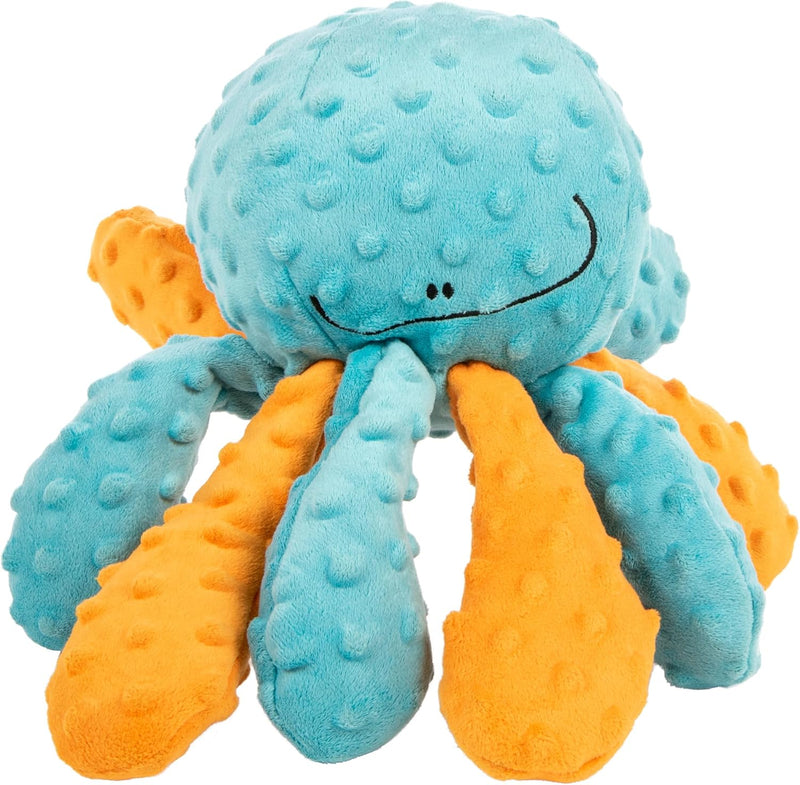 goDog Crazy Tugs Monkeys Squeaky Plush Dog Toy with Chew Guard - Octopus (Multi Color) / Large