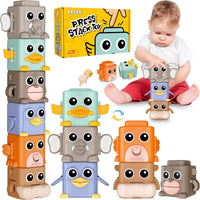 BASUN animal stacking toys set with crab, duck, monkey, penguin, buffalo and elephant - view 2