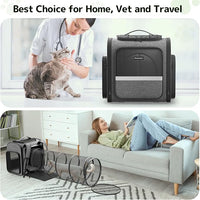 Pawtners Cat Carrier Backpacks Expandable Cat Backpack with Breathable Mesh, Pet Carrier Backpack for Cats Small Dogs Puppies Up to 18 Lbs, Dog Carrier Backpack for Travel Hiking Camping Outdoor