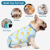 cyeollo yellow duck dog recovery suit onesie with hook and loop hip closure - view 4