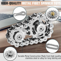 Fidget Spinner Toy for Adults Metal Figette Bike Chain for Adult Men - Blue+silver - image 3