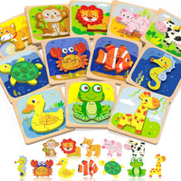 Benresive Wooden Toddler Puzzles - 12 PCS