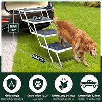 Dog Stairs for Car, Extra Wide Stairs for Large Dogs, Pet Steps Aluminum Foldable Dog Steps for Cars and SUV, High Beds, Trucks, Supports up to 200 lbs (Extra Wide-4 Steps)