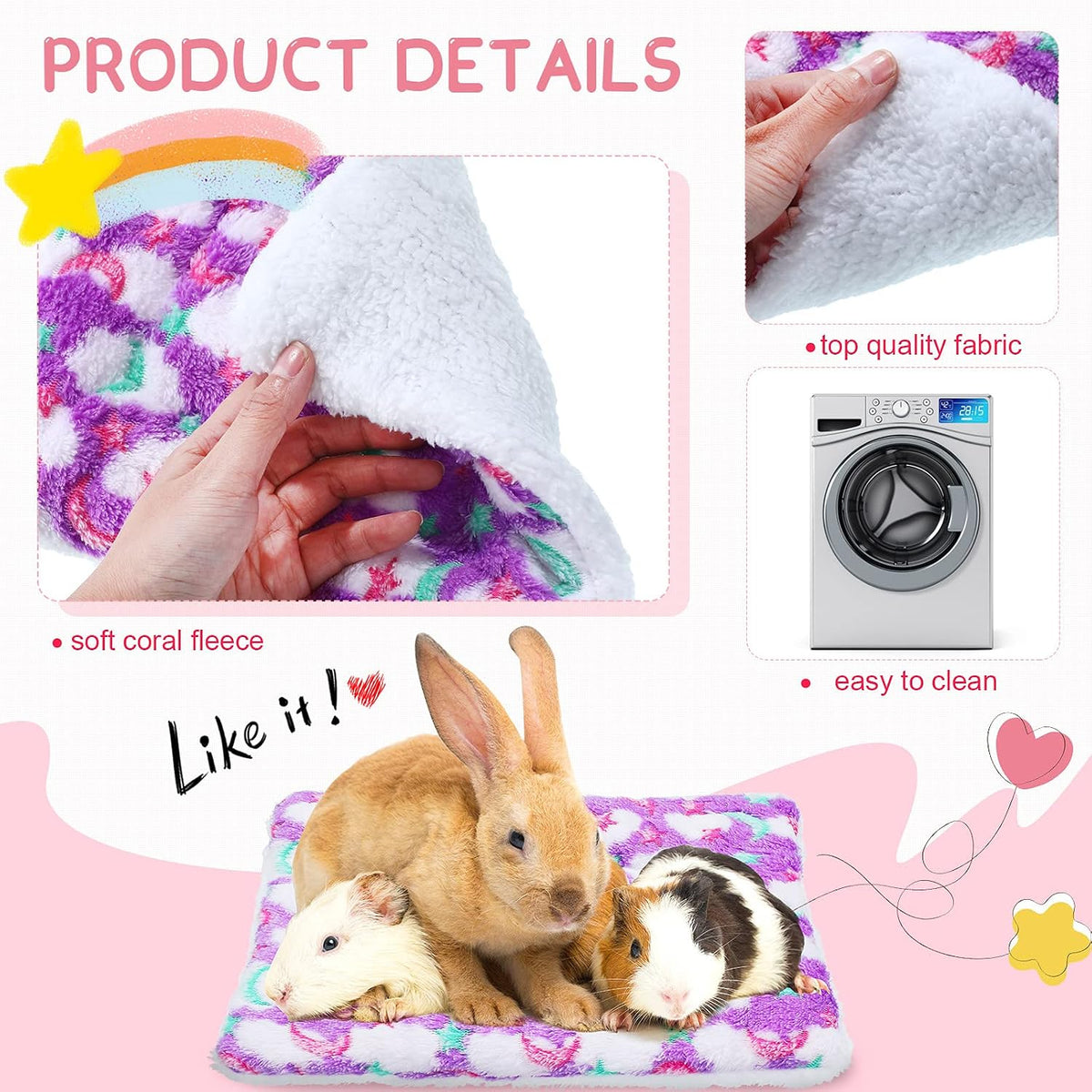 Jetec 4 Pcs Guinea Pig Bed Pads Big Twinkle - Stars / 10 x 11 Inch - image 3