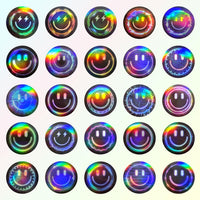 50PCS Smile Face Stickers Cute Water Bottle Stickers for Kids – Fun for Kids & Family - 50pcs Holographic Neon Stickers - image 3