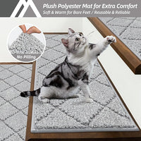 COSY HOMEER Edging Stair Treads Non-Slip Carpet Mat 28inX9in Indoor Stair Runners for Wooden Steps, Edging Stair Rugs for Kids and Dogs, 100% Polyester TPE Backing (4pc, Grey)