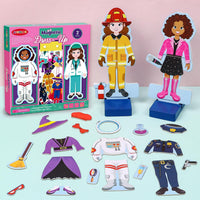 Atoylink Wooden Magnetic Dress up Dolls Pretend Play Set 40+ Pcs - Girl - image 4