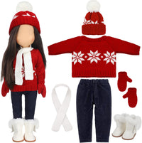 Bencailor Christmas doll clothes for 18 inch dolls in red and white cowgirl style with hat and boots - view 3