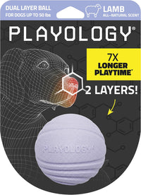 Playology Durable Large Dual Layer Dog Ball, Peanut Butter Scent - Medium / Lamb