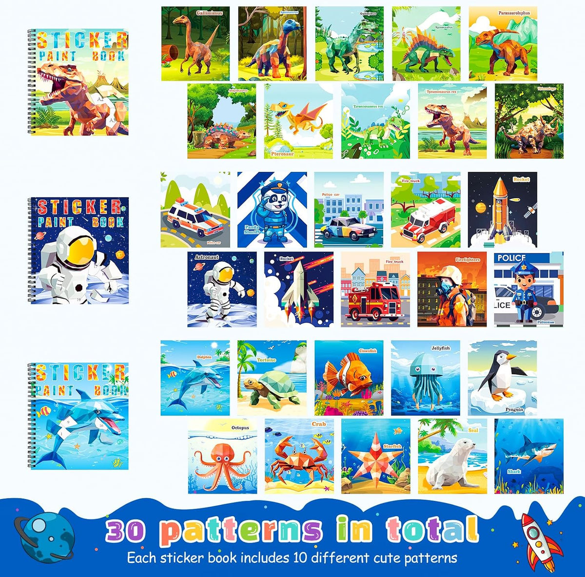 Homicozy 3Pcs Paint by Number Sticker Books for Kids 4-8 - Style2-4pcs - image 3