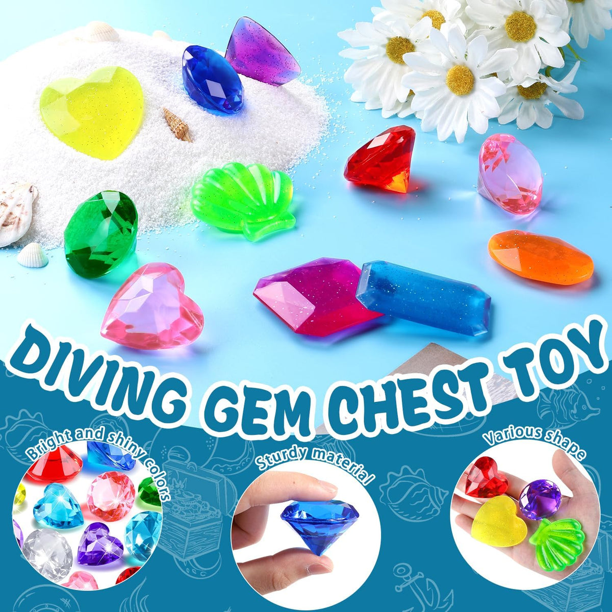 180 PCS Pirate Treasure Gem Toys Fake Acrylic Diamonds - Diving Gems - image 3