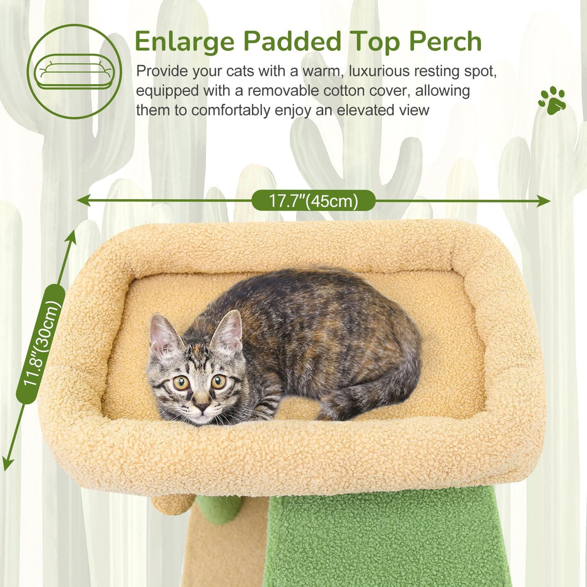 Globlazer F70 Pro Heavy Duty Cat Tree Tower for Indoor Cats Large - Cactus Green / XL - image 2