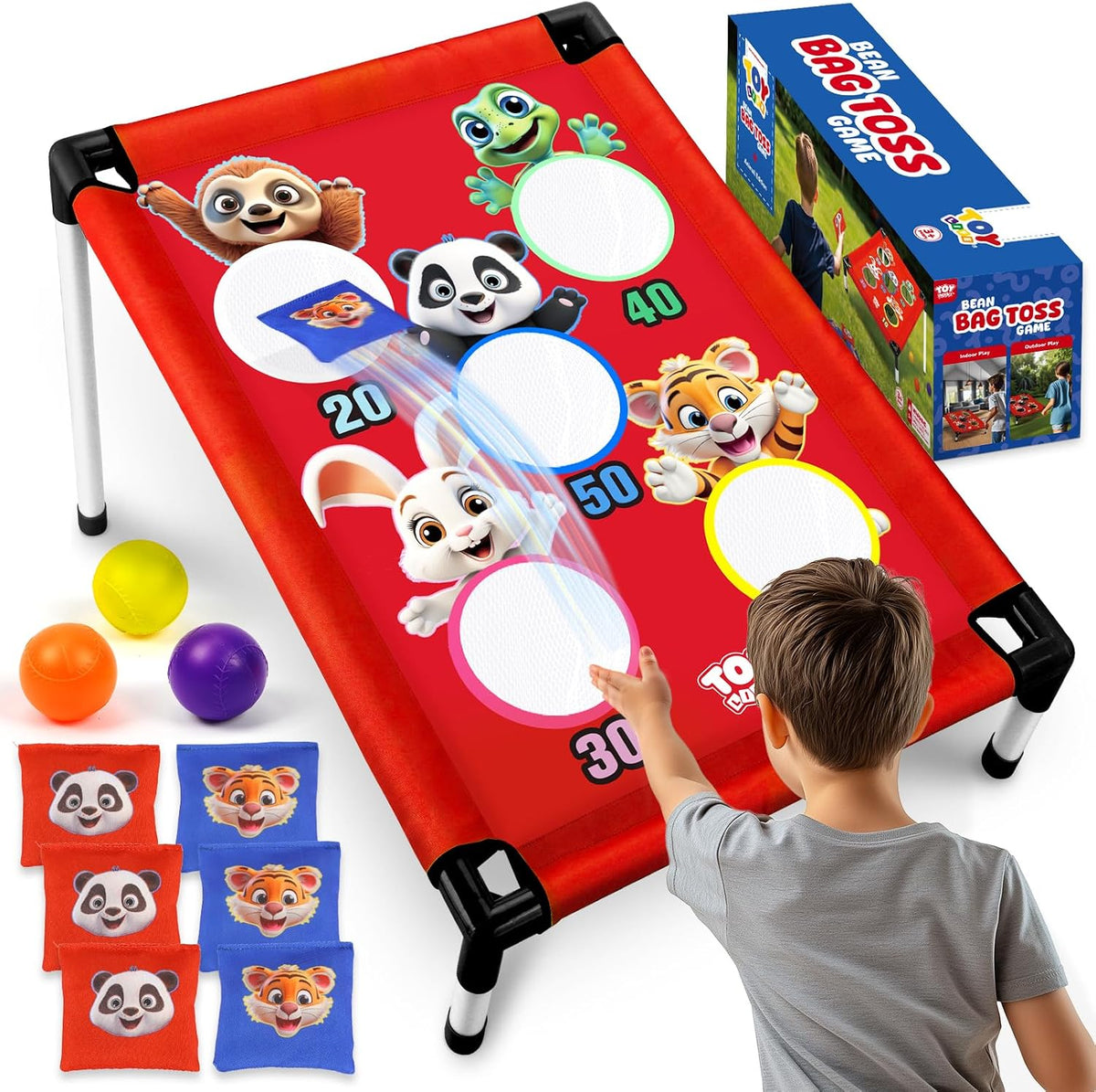 TOY Life Bean Bag Toss Game, Carnival Party Games - Red Animal