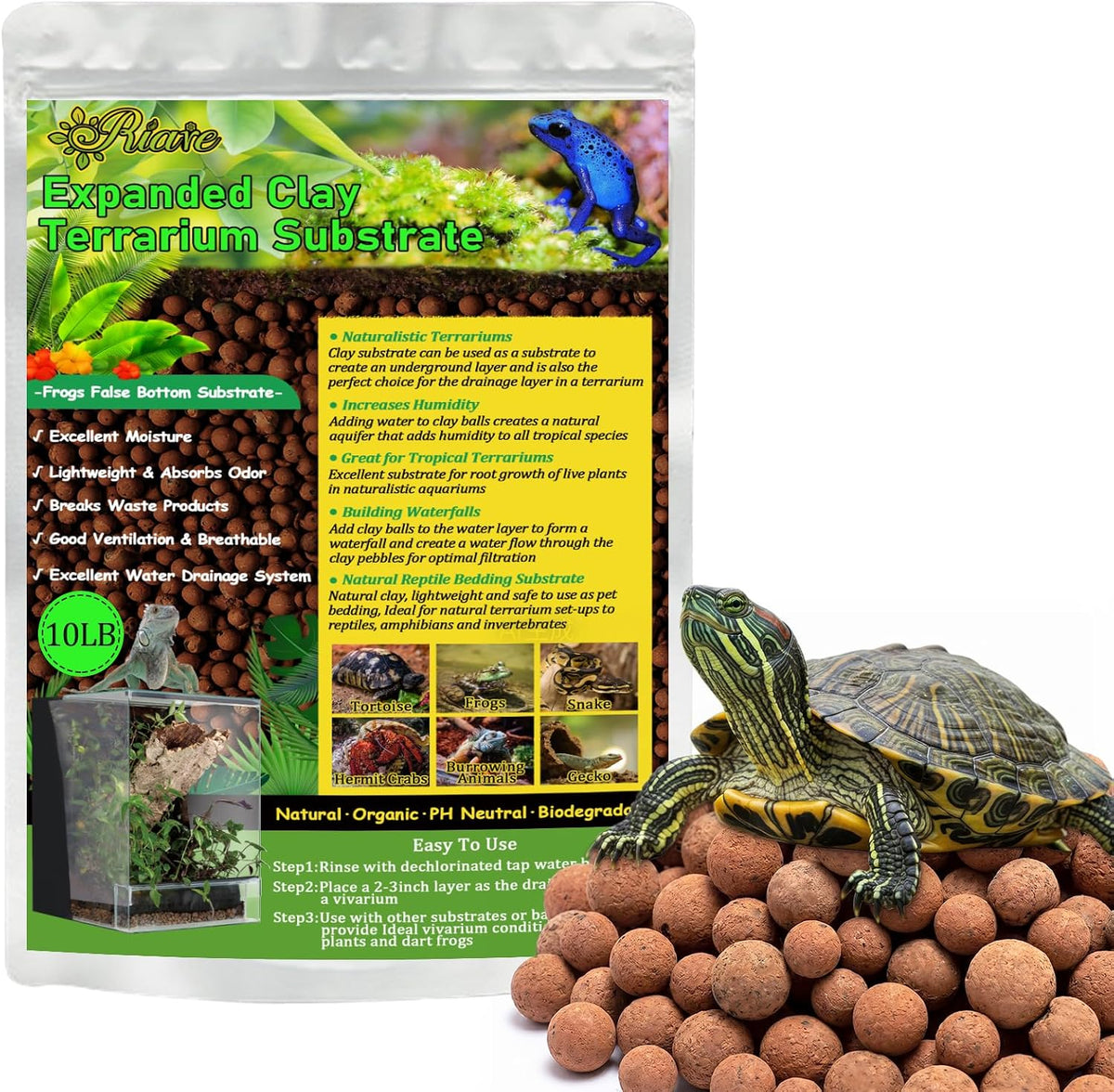 10LBS Organic Expanded Clay Balls Terrarium Substrate for Reptiles – Daily Care for Reptiles And Amphibians - 10LB