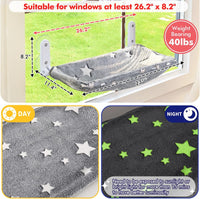 Glow in the Dark Cat Window Perch, Foldable Cordless Pet Hammock - 2PC Stars - L - image 4