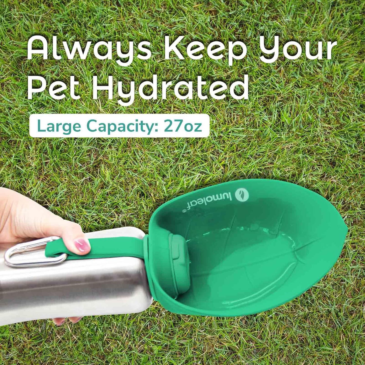LumoLeaf Portable Dog Water Bottle 27 OZ - Green - image 3