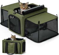 Pecute Cat Carrier Expandable, Stable Pet Carrier - Green
