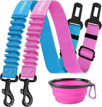 COOYOO Dog Seat Belt,3 Piece Set Retractable Dog Car Harness Adjustable Seat Belt for Vehicle Nylon Pet Safety Seat Belts Heavy Duty & Elastic
