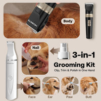 HEAPETS Dog Hair Clippers for Grooming Kit and Dog Paw Trimmer Nail - Black-white - image 2