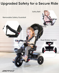 RIDYEE 7-in-1 toddler tricycle with push handle, canopy and rubber tires - view 16