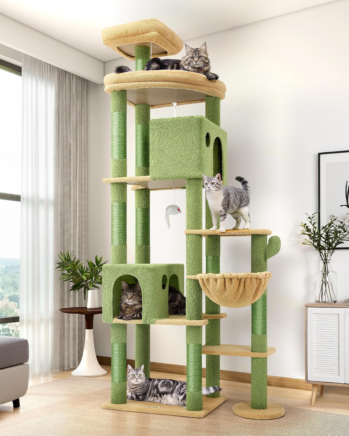 Globlazer Giant Cat Tree for Indoor Large Cats, F83 - 83inch / Cactus