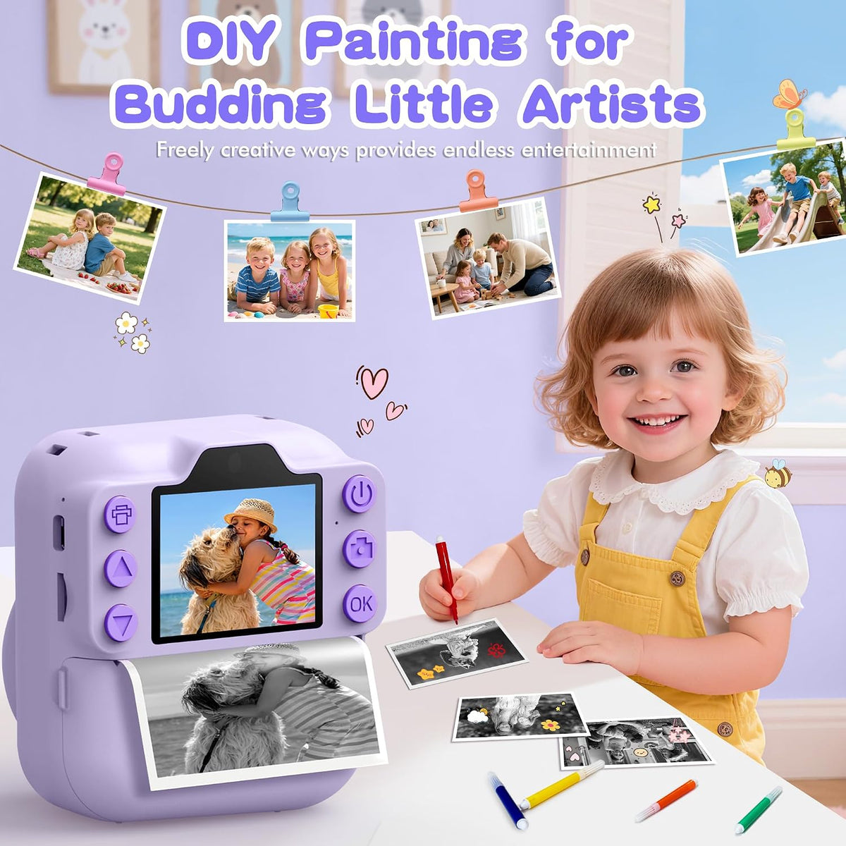 Kids Instant Camera with 64GB SD Card - Purple - image 4