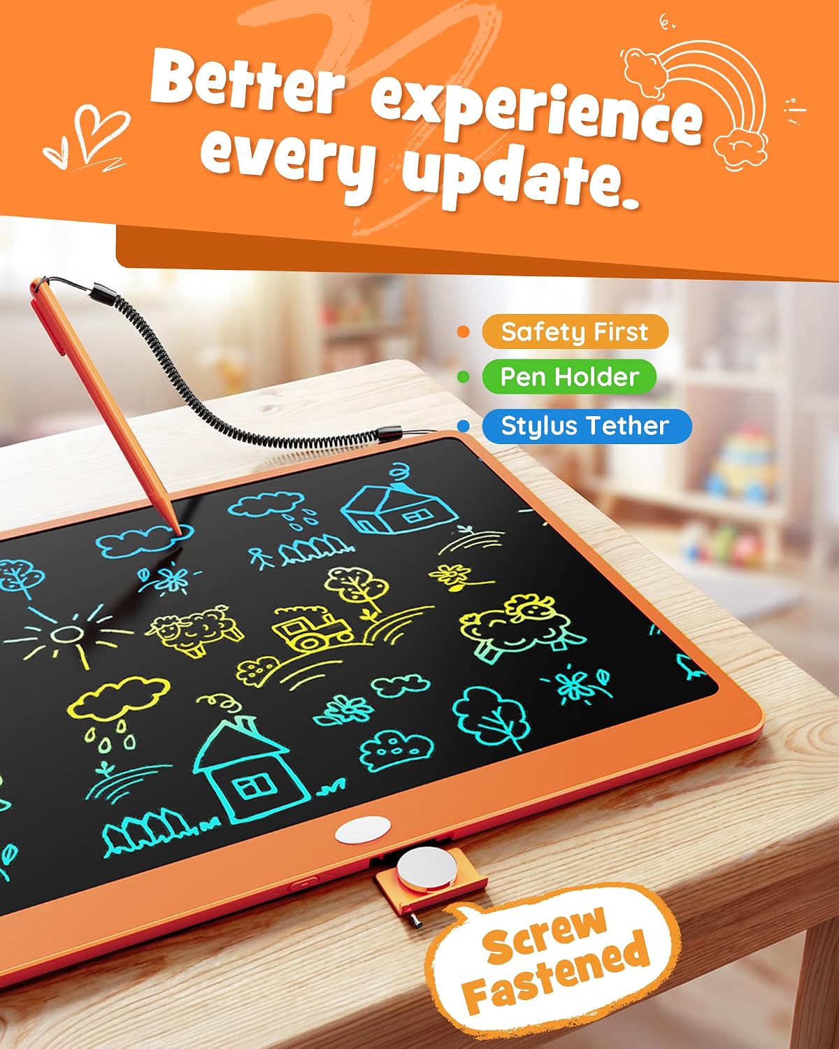 LCD Writing Tablet 10 Inch - Orange / 16inch - image 3
