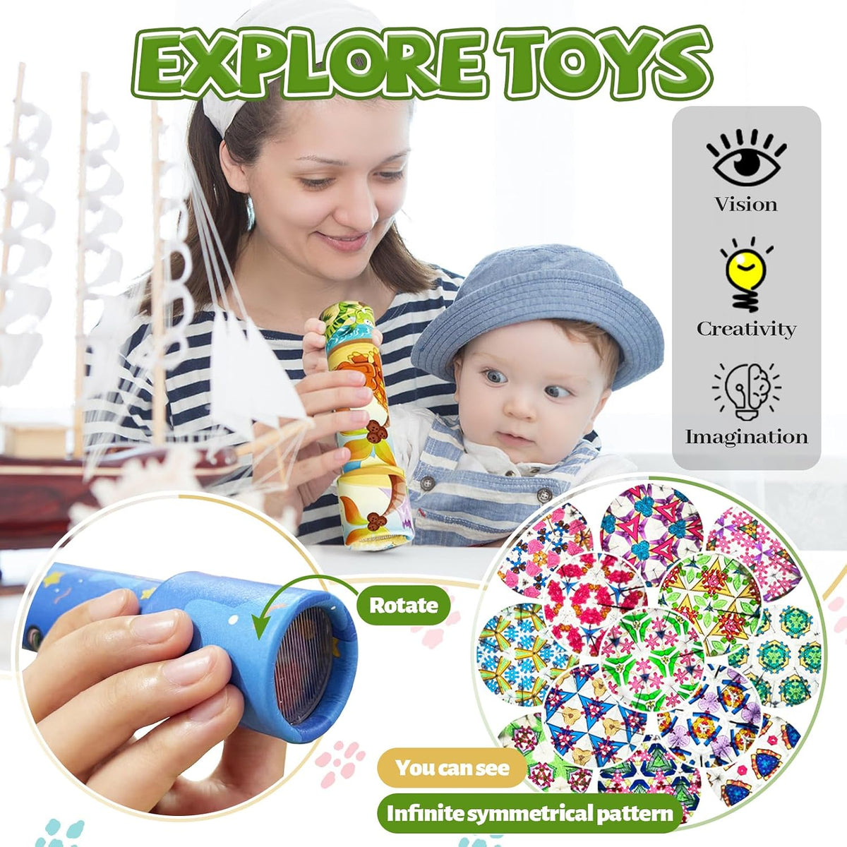 Xeehwb 2 Pack Classic Kaleidoscope Toy - Cute Style - image 4
