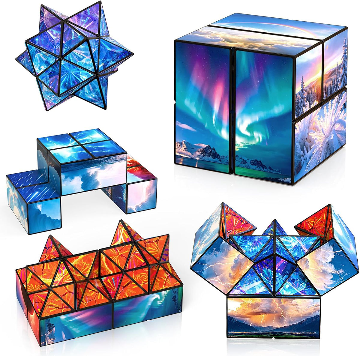 Euclidean Cube Fidget Toys for Kids 2 in 1 Star Cube Magic Cube - Nature