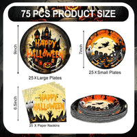 qonimi Halloween plates and napkins set, 75 piece disposable tableware - view 25