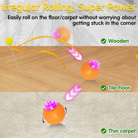 Interactive Cat Toys Balls, Automatic Moving Cat Toys for Indoor Cats, Self Rotating Ball with Motion Activated, Electric Cat Mouse Toys, USB Rechargeable