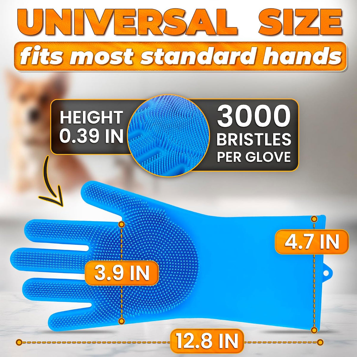 2-in-1 Cat and Dog Washing Gloves with 3000 Soft Bristles – Essentials for Dogs - Blue - image 2