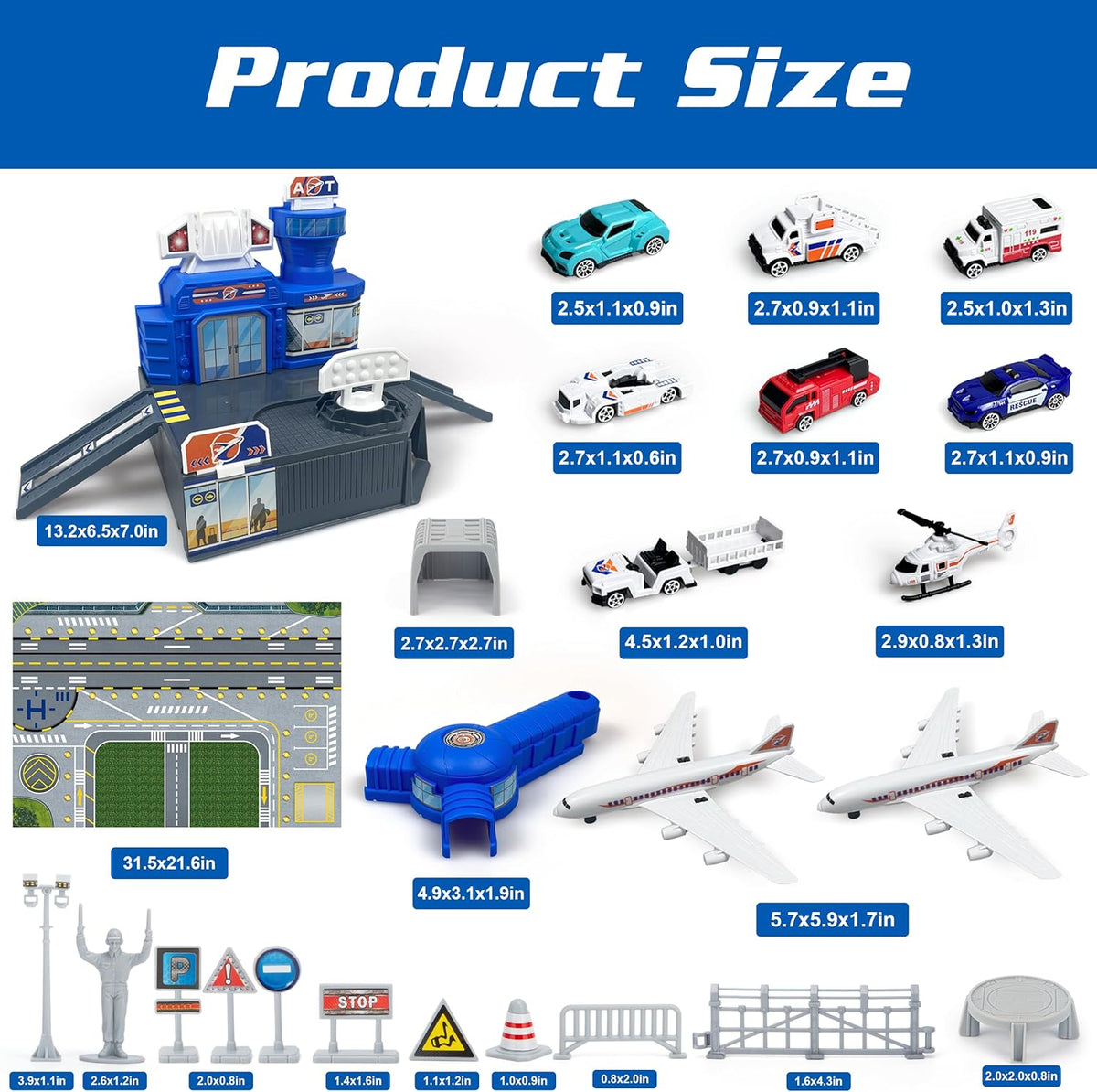 XDUOYJOY Airplane Toy Set with Trucks, Helicopter, Planes - image 3