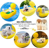 Dog Pool Floats Set, Dog Float Raft with Collapsible Dog Bowl - Yellow - image 2